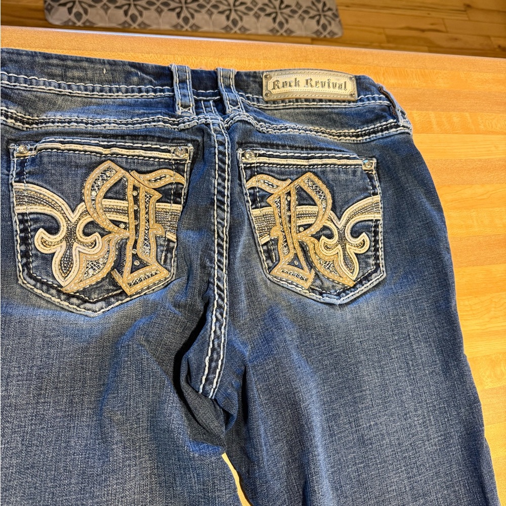 Rock Revival Women's Denim Jeans with Gold Stitching